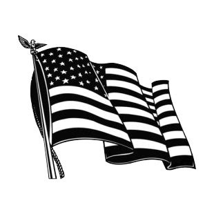 american flag black and white waving - Clip Art Library