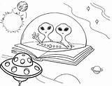 Alien Flying UFO coloring Pages  Coloring sketch template