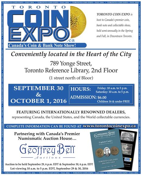 TORONTO COIN EXPO - Canada's Coin Show & Auction, Fall 2016