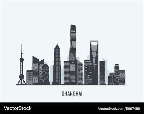 Shanghai skyline silhouette Royalty Free Vector Image