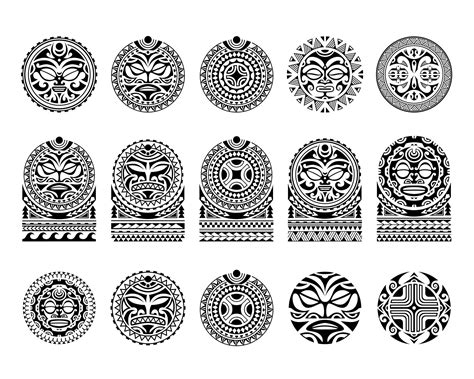 Polynesian shoulder tattoo set design. Pattern aboriginal samoan ...