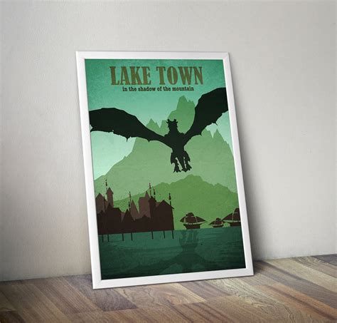 POSTER Lord of the Rings Lake Town Map Poster Travel Print Rohan Mordor Helms Deep The Shire ...