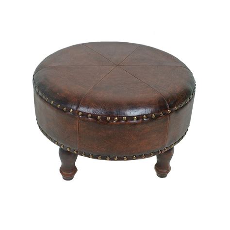 Shop International Caravan Brown Round Ottoman at Lowes.com