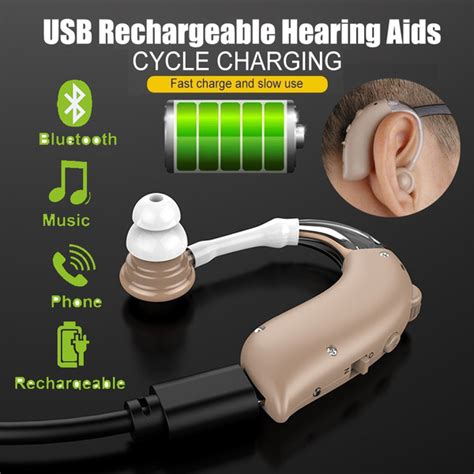 Behind Ear USB Rechargeable W/Bluetooth Digital Hearing Aids Sound Amplifier Deaf-aid Audiphone ...