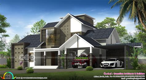 4 bedroom ultra modern sloping roof home design - Kerala Home Design and Floor Plans - 9K+ Dream ...