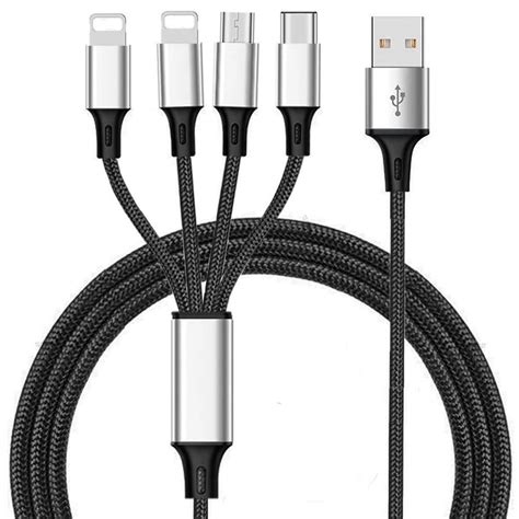 Multi Charger Cable ThinkANT 5FT Nylon Braided Universal 4 in 1 Multiple USB 608119107698 | eBay