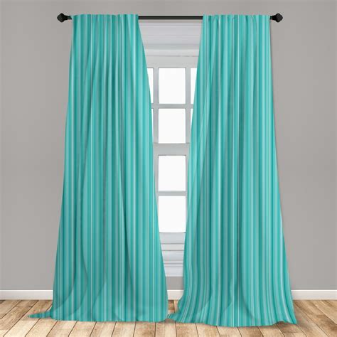 Aqua Curtains 2 Panels Set, Abstract Ocean Inspired Palette Lines ...