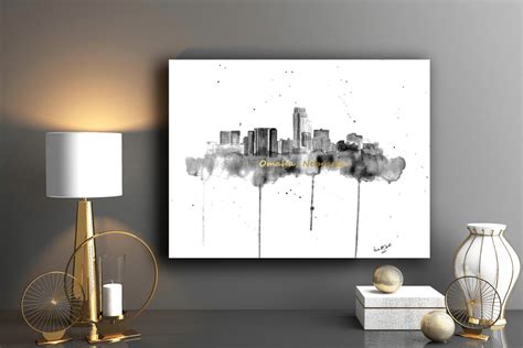 Omaha Skyline Art Omaha Skyline Painting Omaha Skyline | Etsy