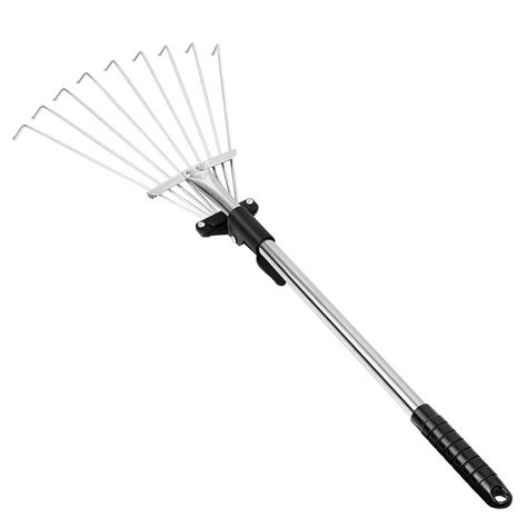 Rakerakes Adjustable Garden Rake Leaf Heavy Folding Retractable Leaves ...