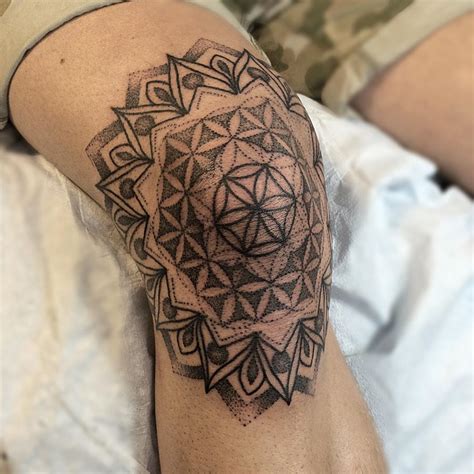 Sacred geometry knee tattoo - Tattoogrid.net