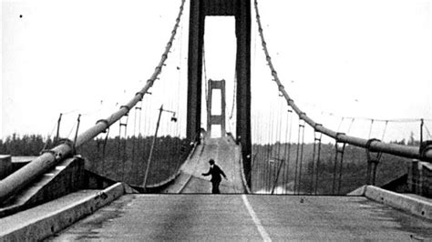 Tacoma Narrows Bridge collapses on November 7, 1940