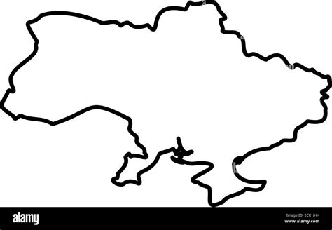 Ukraine - solid black outline border map of country area. Simple flat ...