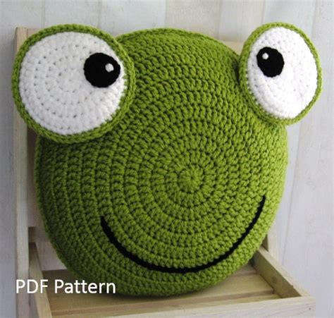 Frog Pillow - Cushion CROCHET PATTERN - crochet patterns for animal pillows - Kids Birthday ...