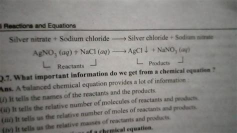 I Reactions and Equations Silver nitrate + Sodium chloride Silver chlor..