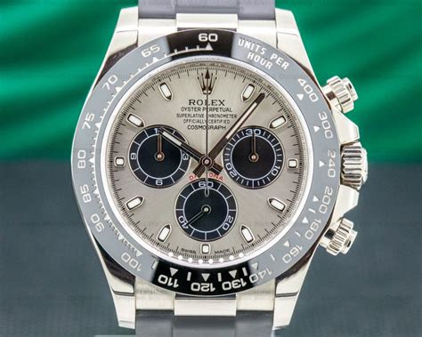 Rolex 116519LN Daytona 18K White Gold Ceramic Oysterflex Silver Dial ...