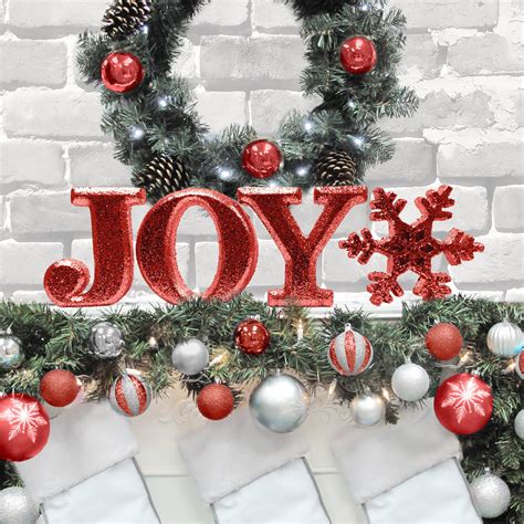 Holiday Time Christmas Decor 8" Decorative JOY Letter Set, Glitter Red - Walmart.com