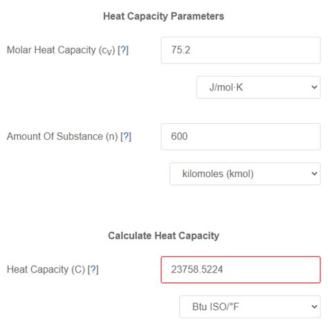 Molar Heat Capacity & Amount Of Substance to Heat Capacity Calculator