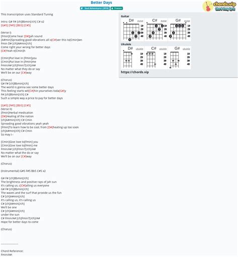 Hợp âm: Better Days - cảm âm, tab guitar, ukulele - lời bài hát | chords.vip