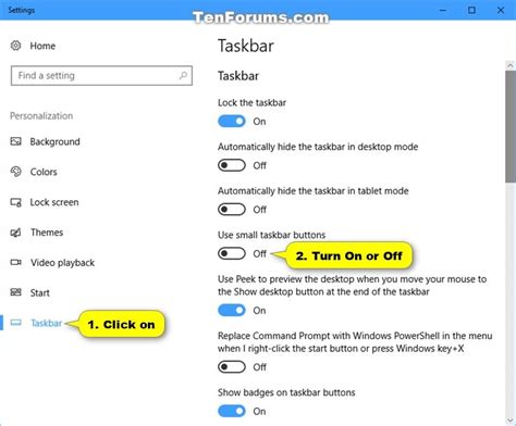 Use Large or Small Taskbar Buttons in Windows 10 | Tutorials