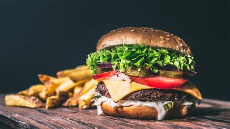 Image Hamburger Buns Fast food Food Closeup 1920x1080