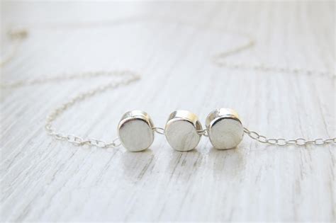 Silver Necklace, Silver Nugget Necklace, Round Necklace, Delicate ...