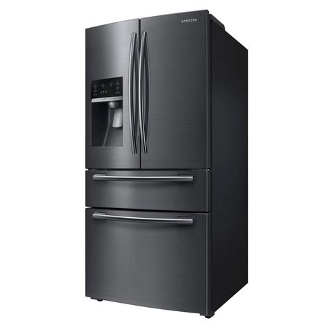 Samsung 33 in. W 24.73 cu. ft. French Door Refrigerator in Black ...