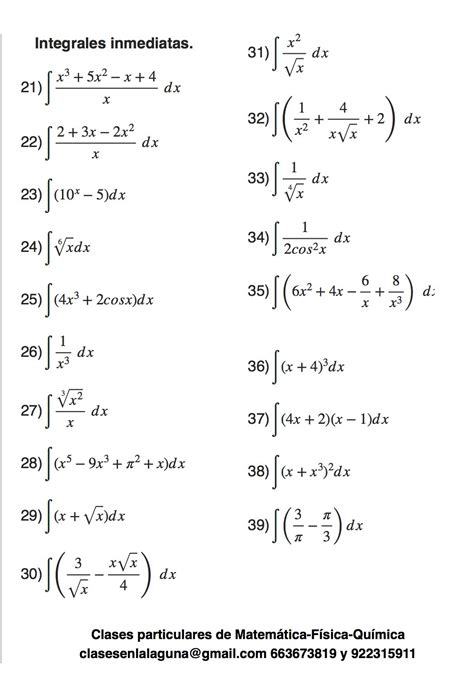 Ejercicios propuestos de Integrales inmediatas, parte 2 Algebraic Expressions, Math Questions ...