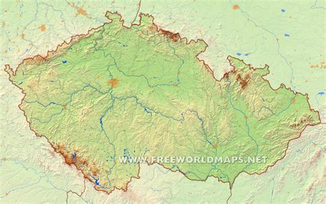 Czech Republic Physical Map - Cities And Towns Map