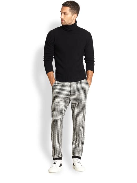 Lyst - AMI Wool Houndstooth Trousers in Black for Men