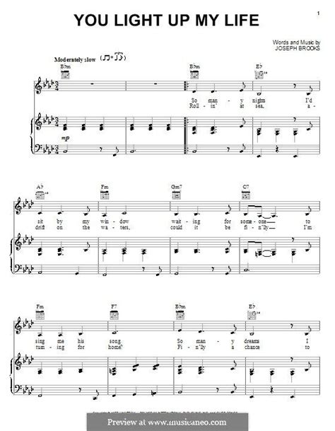 You Light Up My Life by J. Brooks | Lyrics and chords, Printable sheet music, My life