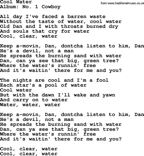 Cool Water, by Marty Robbins - lyrics