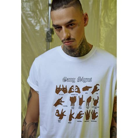 Mister tee T-shirt Gang Signs White | Dressinn