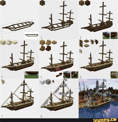 Building Instructions for Pirate Ship in Minecraft