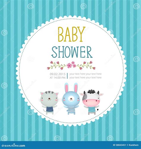 Baby Shower Invitation Card Template on Blue Background Stock Vector - Illustration of ...