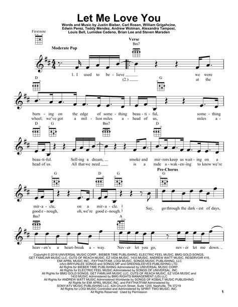 Let Me Love You (feat. Justin Bieber) Sheet Music | DJ Snake | Ukulele