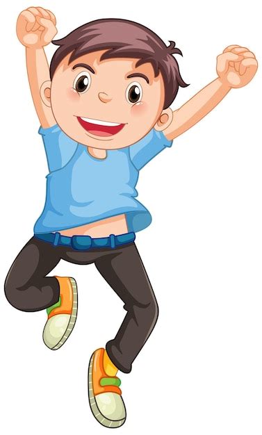 Free Vector | Happy boy jumping cartoon character