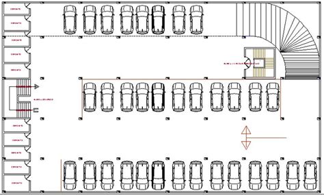 Basement car parking lot floor plan details of multi-purpose building dwg file | Parking design ...