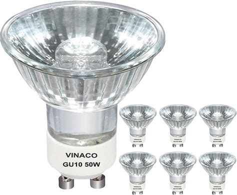 GU10 Halogen 50W Bulbs, 6PCS GU10+C 120V 50W Halogen Light Bulbs, GU10 ...