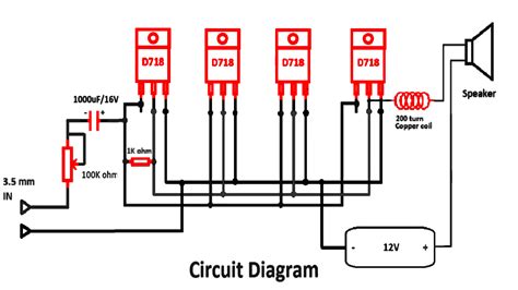 Diy Powerful Amplifier Circuit With Dou Transistor D718