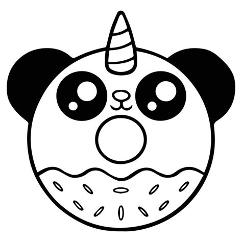 Kids Coloring Pages, Cute Panda Donut Character Vector illustration EPS And Image 8992215 Vector ...