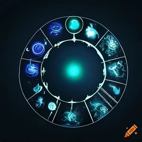 Dark background with astrology symbols