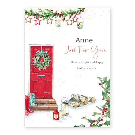 Personalised Traditional Wreath Door Decorations Christmas Card for He ...