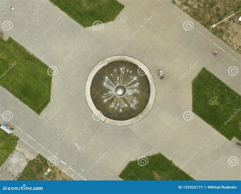 Aerial Top View of Water Fountain in the Public Park on Summer Day F Stock Image - Image of ...