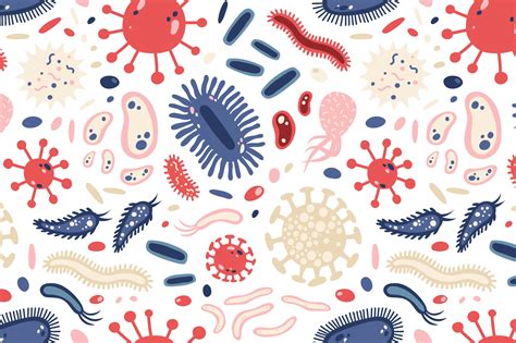 Microbes set and seamless | Biology art, Graphic design brochure, Powerpoint design templates