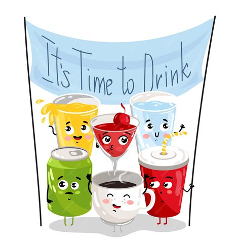 Premium Vector | Funny drink cartoon character set