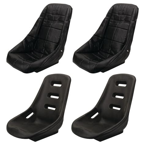 EMPI Poly Low Back Comfort Bucket Seats with Covers, Pair, Black