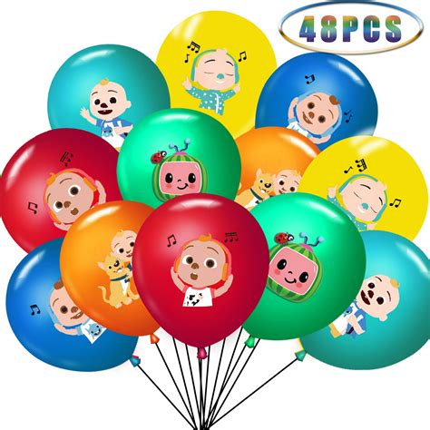 Buy 48 pcs Cocomelon Party Supplies - 12 Inch Latex Balloons 6 color For Cocomelon Theme Kids ...