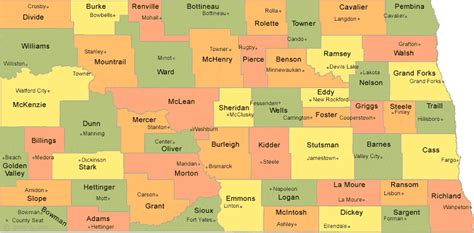 North Dakota County Map
