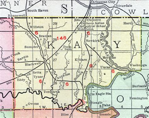 Kay County, Oklahoma 1911 Map, Rand McNally, Ponca City, Blackwell, Tonkawa, Newkirk