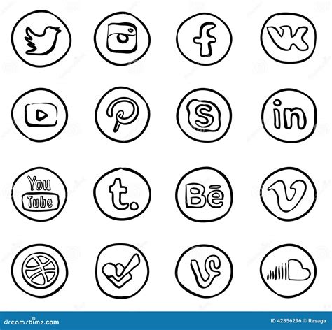 Hand Drawn Social Media Icons Vector Illustration | CartoonDealer.com #42356296